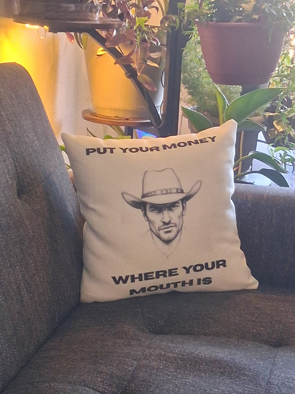 "Put your money where your mouth is" Square Pillow